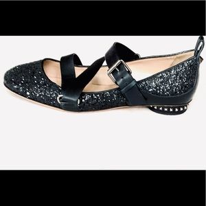 Valentino Rockstud Glitter Ballerina Flats